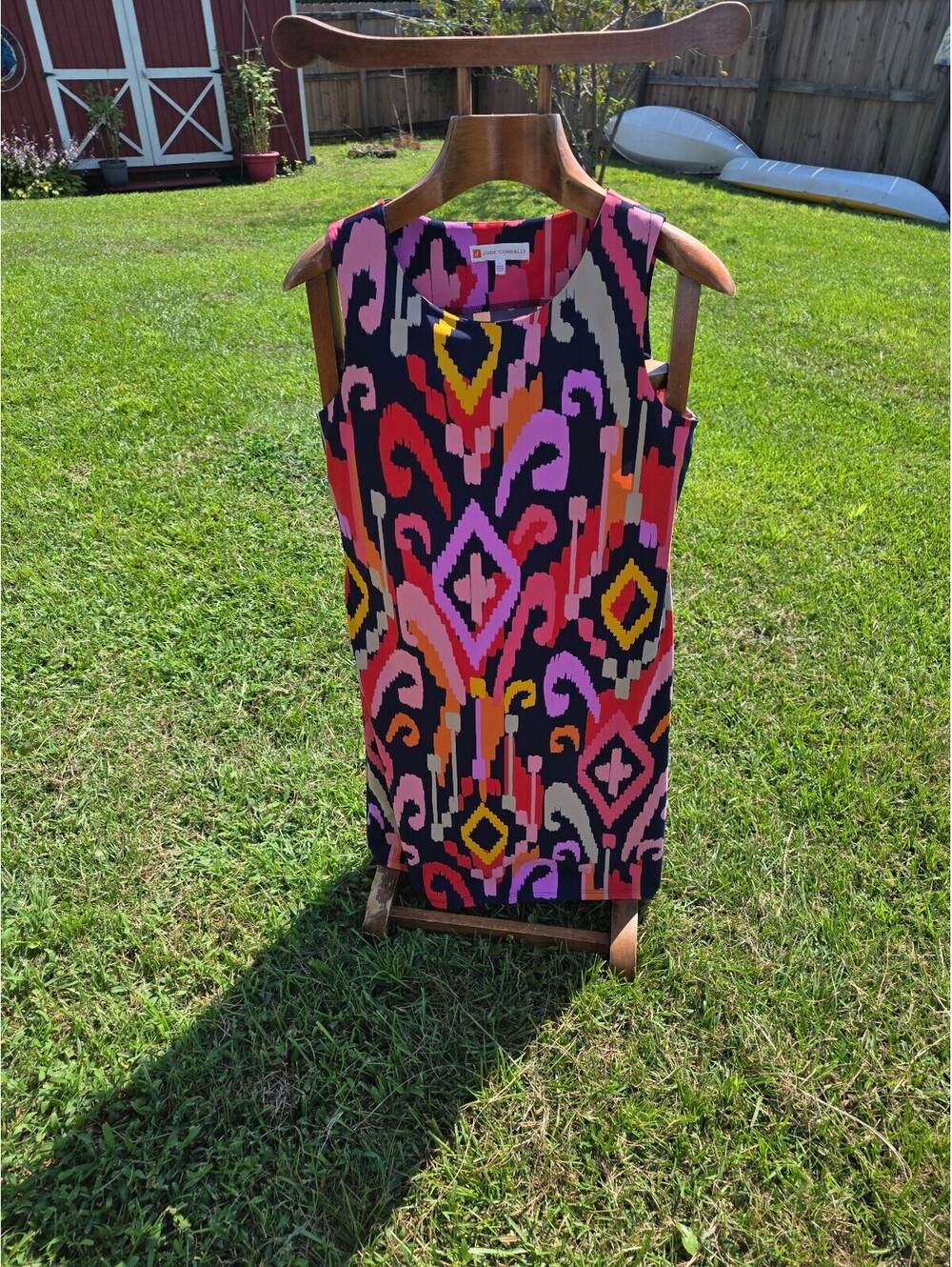 Jude Connally Women's Sleeveless Colorful Geometric Print Dress Size Large